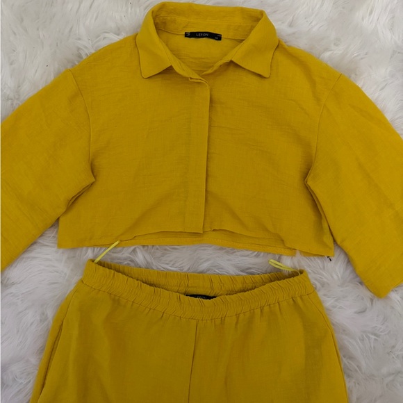 Lefton Yellow Wide Leg Pants Modern Fit - Picture 2 of 5